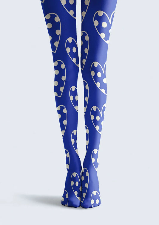 Valentine's Day Blue Heartbeat Tights Hosiery Pantyhose