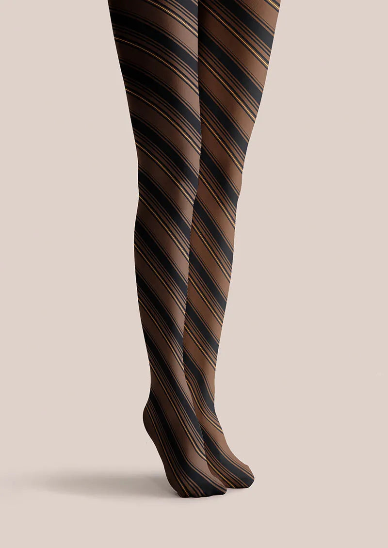 Geometric Art Brown Weave Tights Hosiery Pantyhose