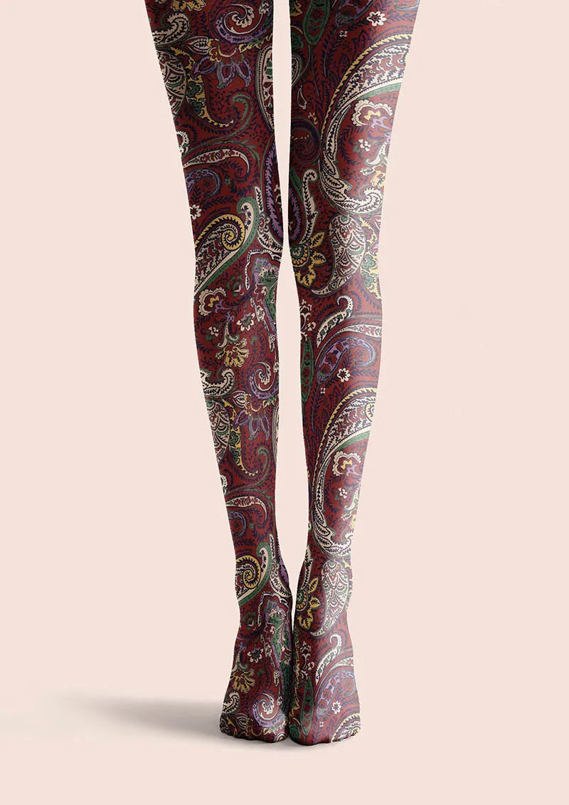 Classic Burgundy Paisley Tights Hosiery Pantyhose