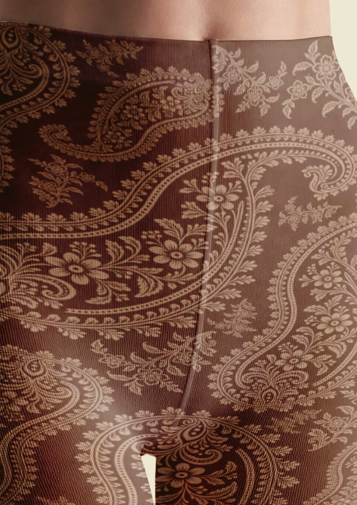 Brown Floral Paisley Tights