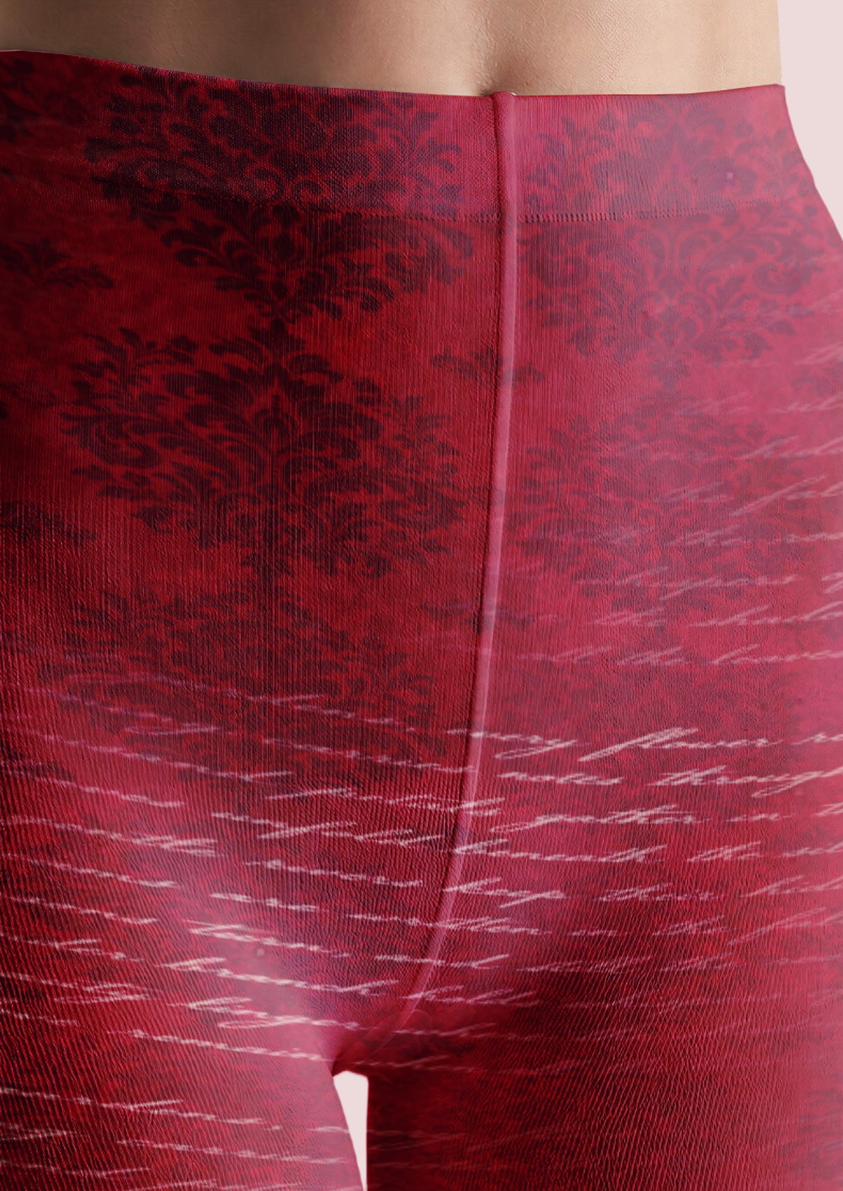 Red Cursive Script Tights