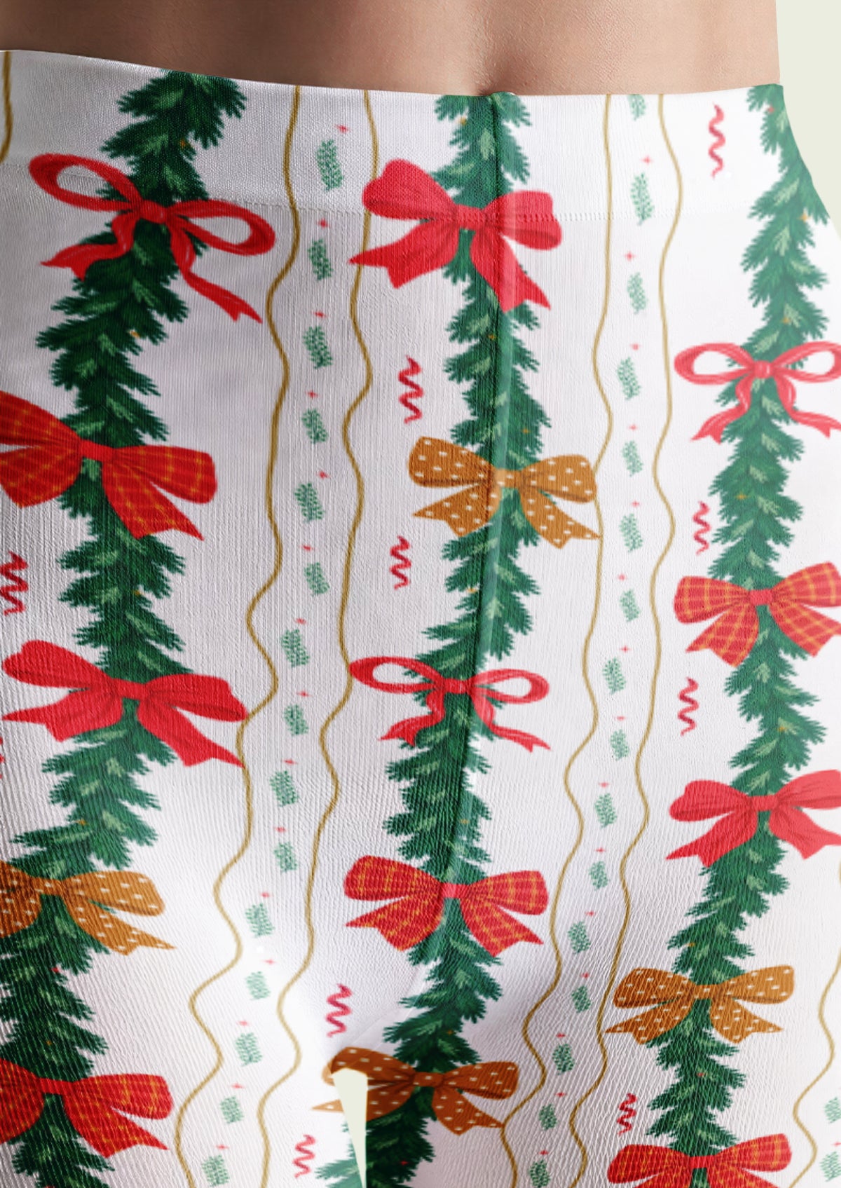 White Christmas Bow Tights
