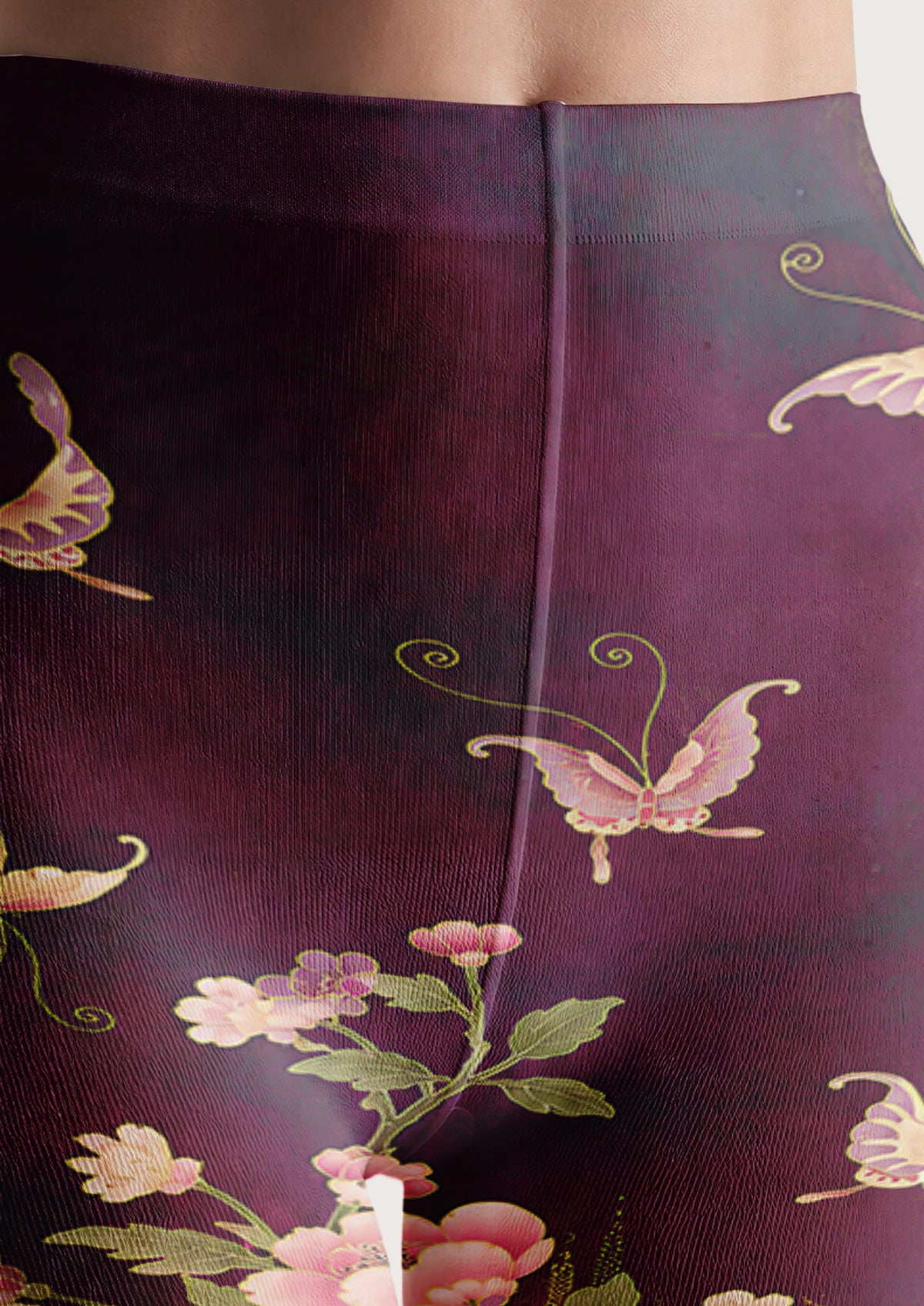 Burgundy Flower and Butterfly Tights