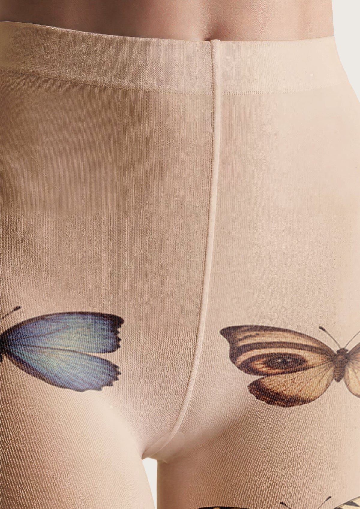 Beige Butterfly Tights