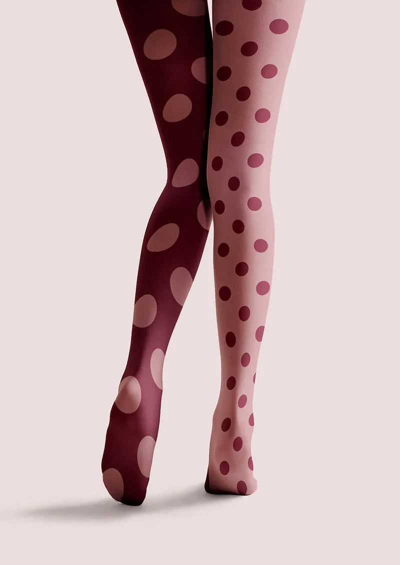 Burgundy Dots Tights Hosiery Pantyhose