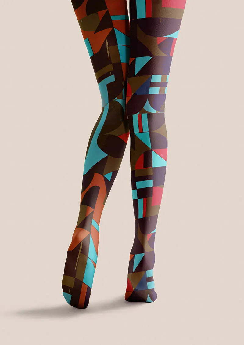 Color Clash Geometry Tights Hosiery Pantyhose