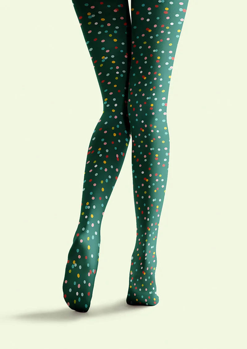 Green Confetti Tights Hosiery Pantyhose
