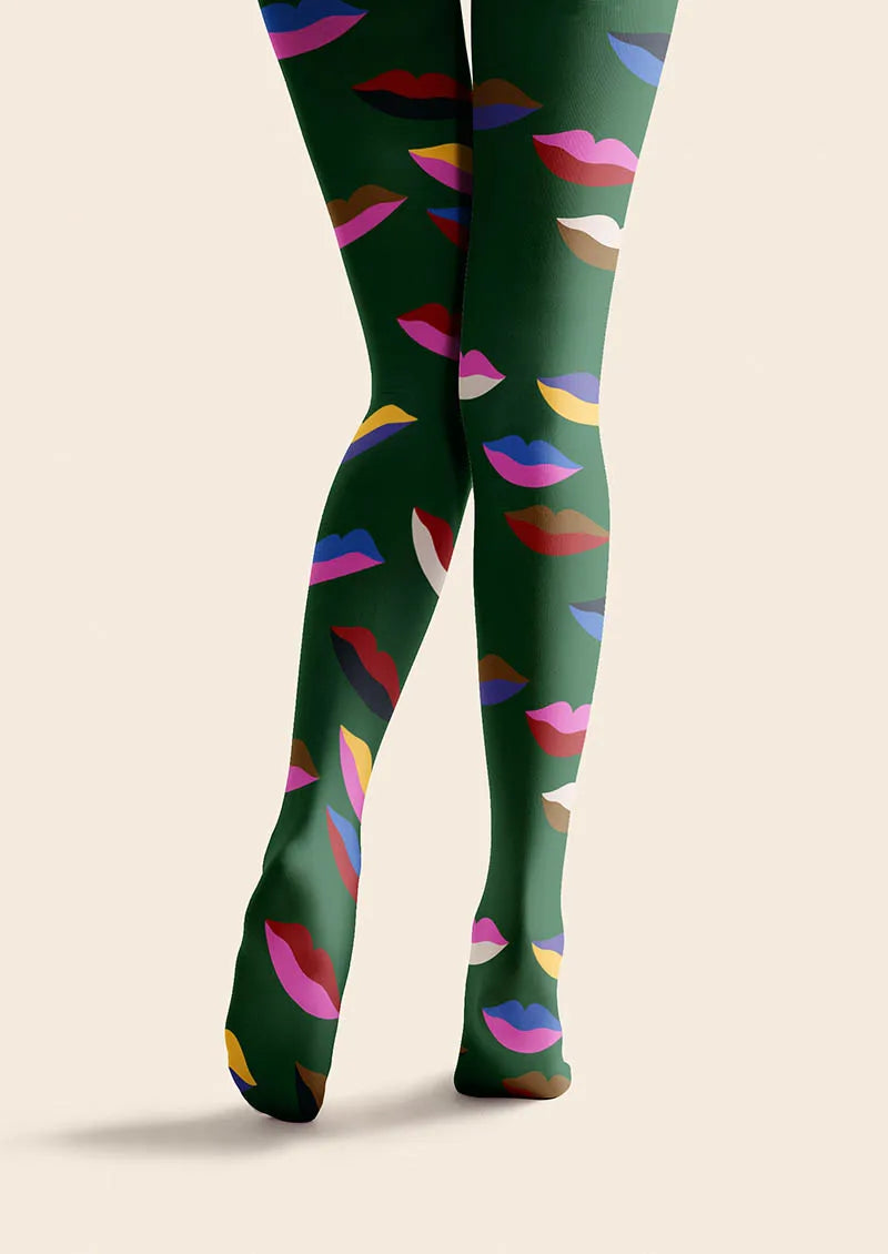 Valentine's Day Kiss Pattern Tights Hosiery Pantyhose
