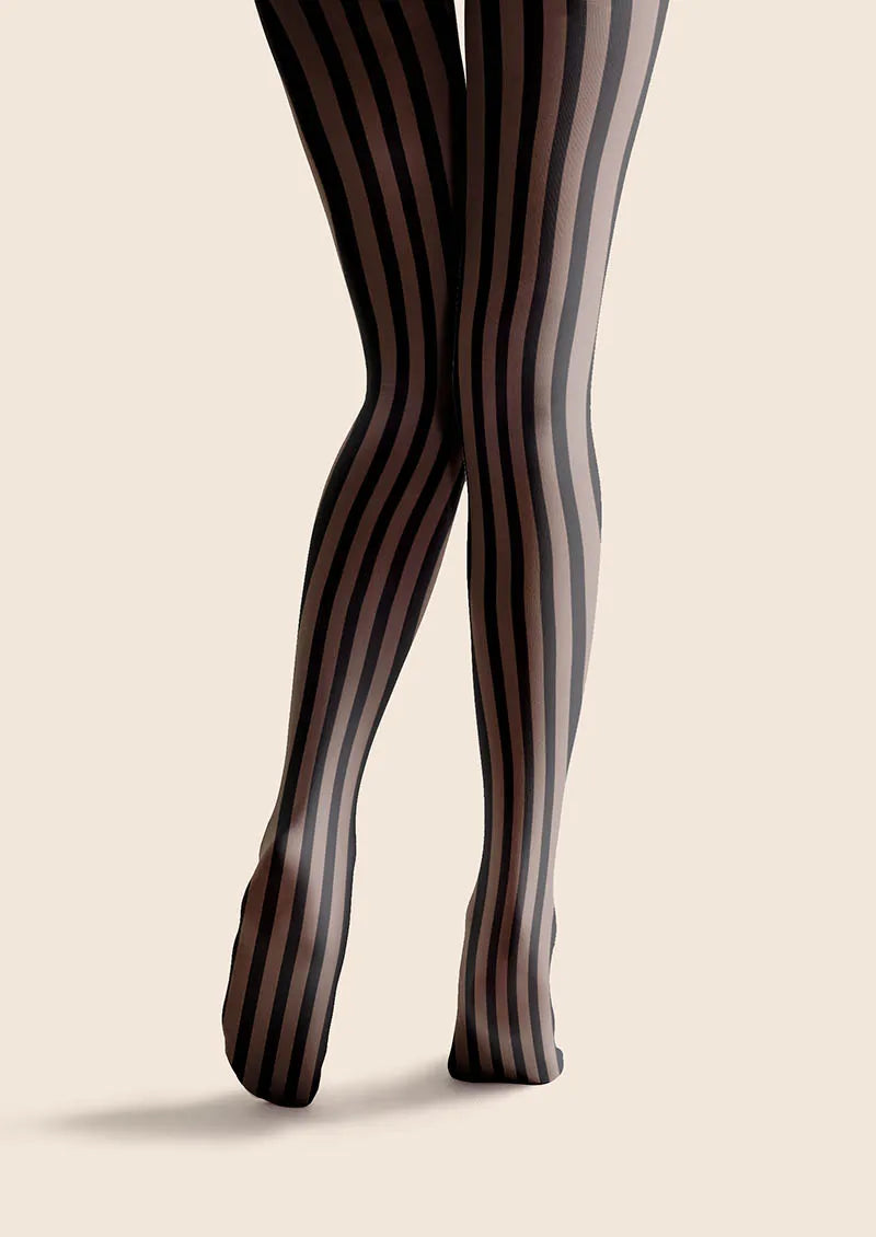 Mocha Vertical Stripes Tights Hosiery Pantyhose