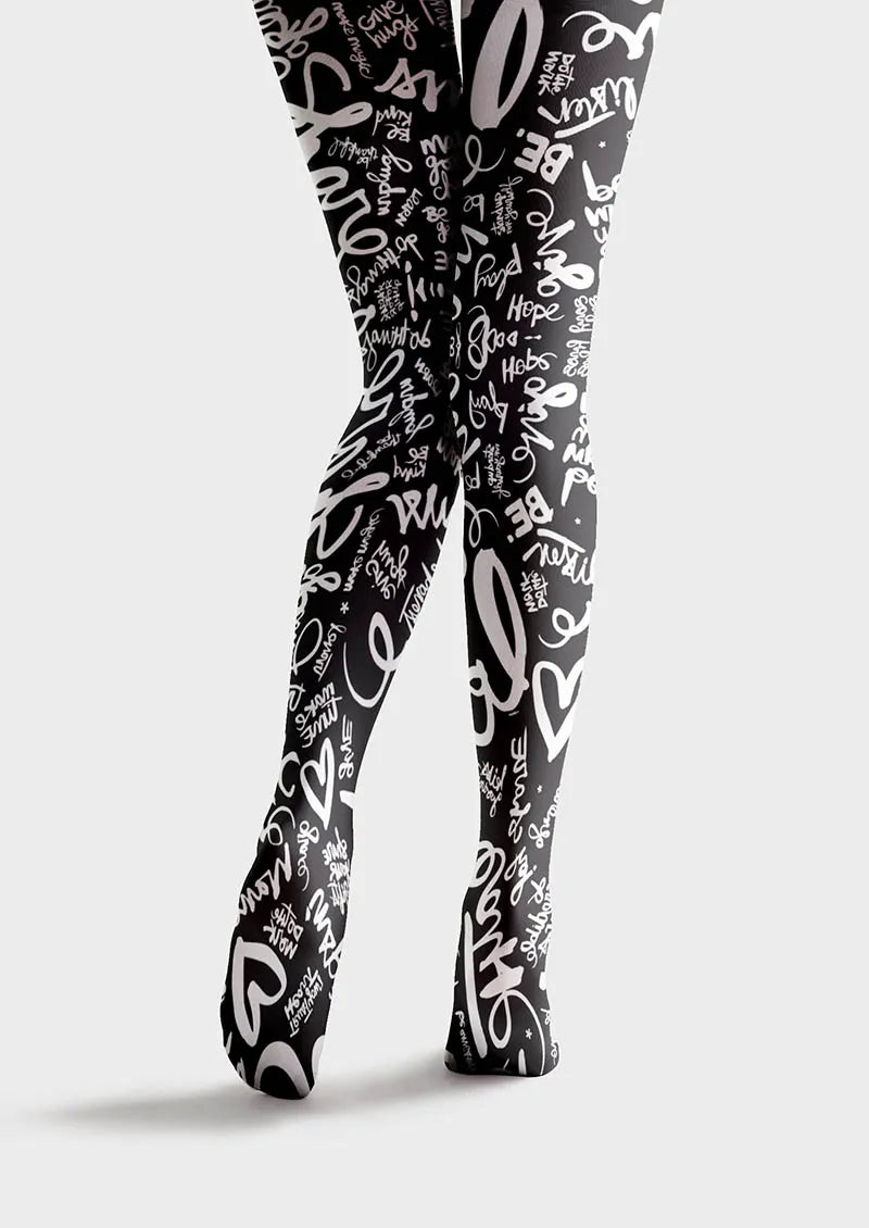 Valentine's Day Mono Heart Tights Hosiery Pantyhose