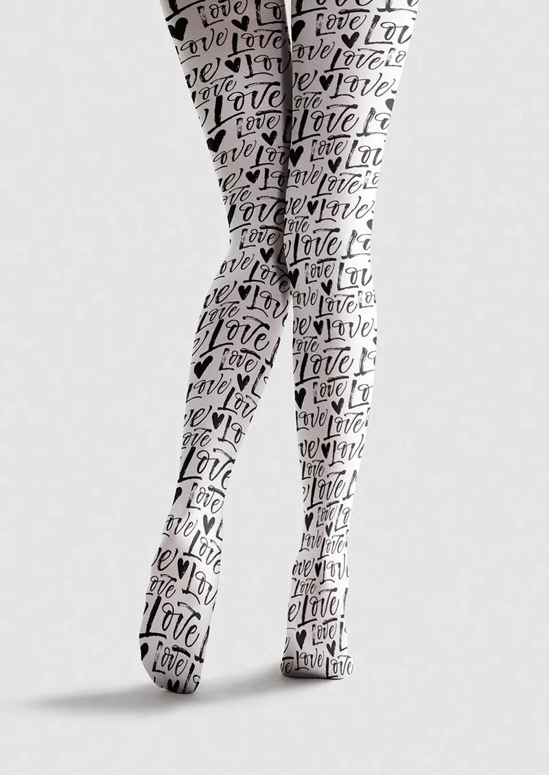 Valentine's Day Love Notes Tights Hosiery Pantyhose