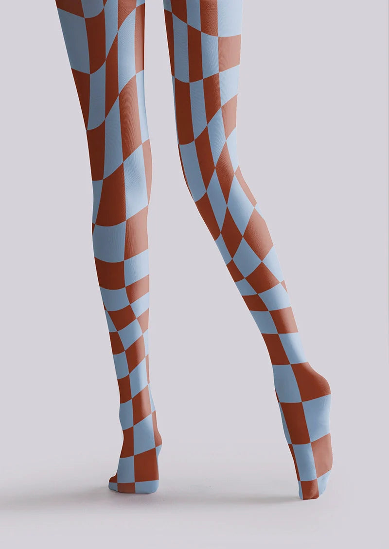 Purple-brown Checked Tights Hosiery Pantyhose