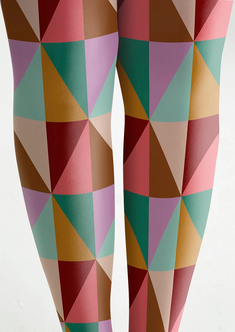 Red-color Rhombus Pattern Tights Hosiery Pantyhose