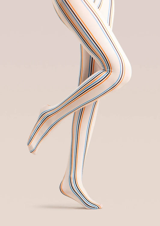 Beige Striped College Tights Hosiery Pantyhose