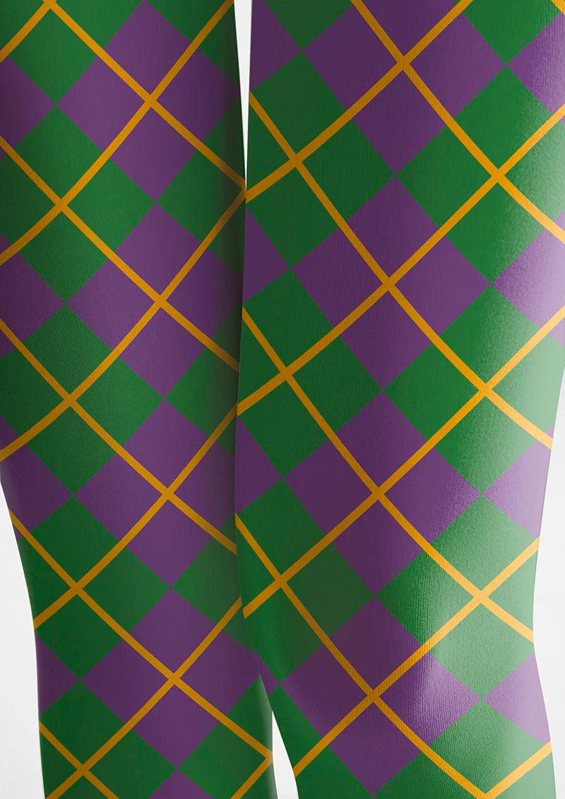 Green- purple checkered Tights Hosiery Pantyhose