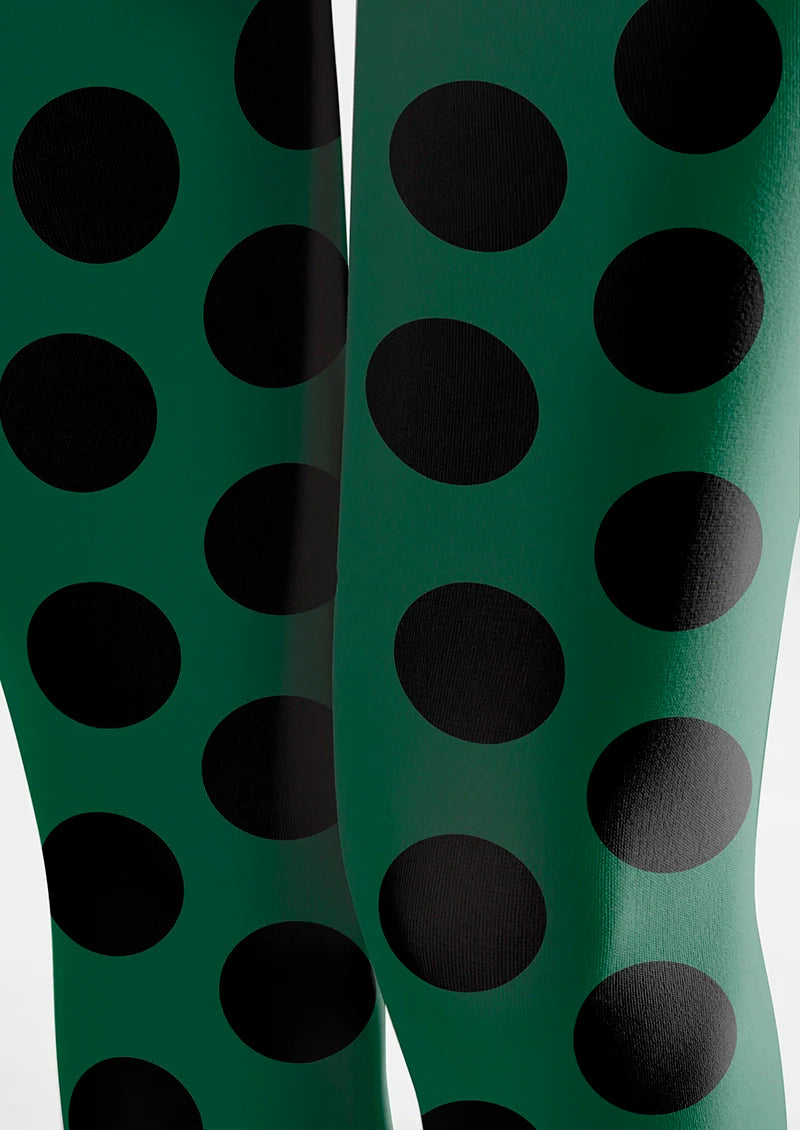 PlanGreen & Black Polka Dots Tights Hosiery Pantyhose
