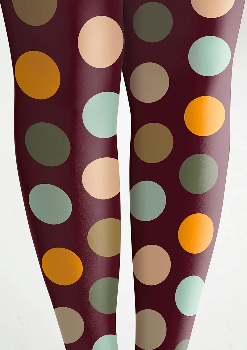Brown-colorful Polka Dots Memory Tights Hosiery Pantyhose