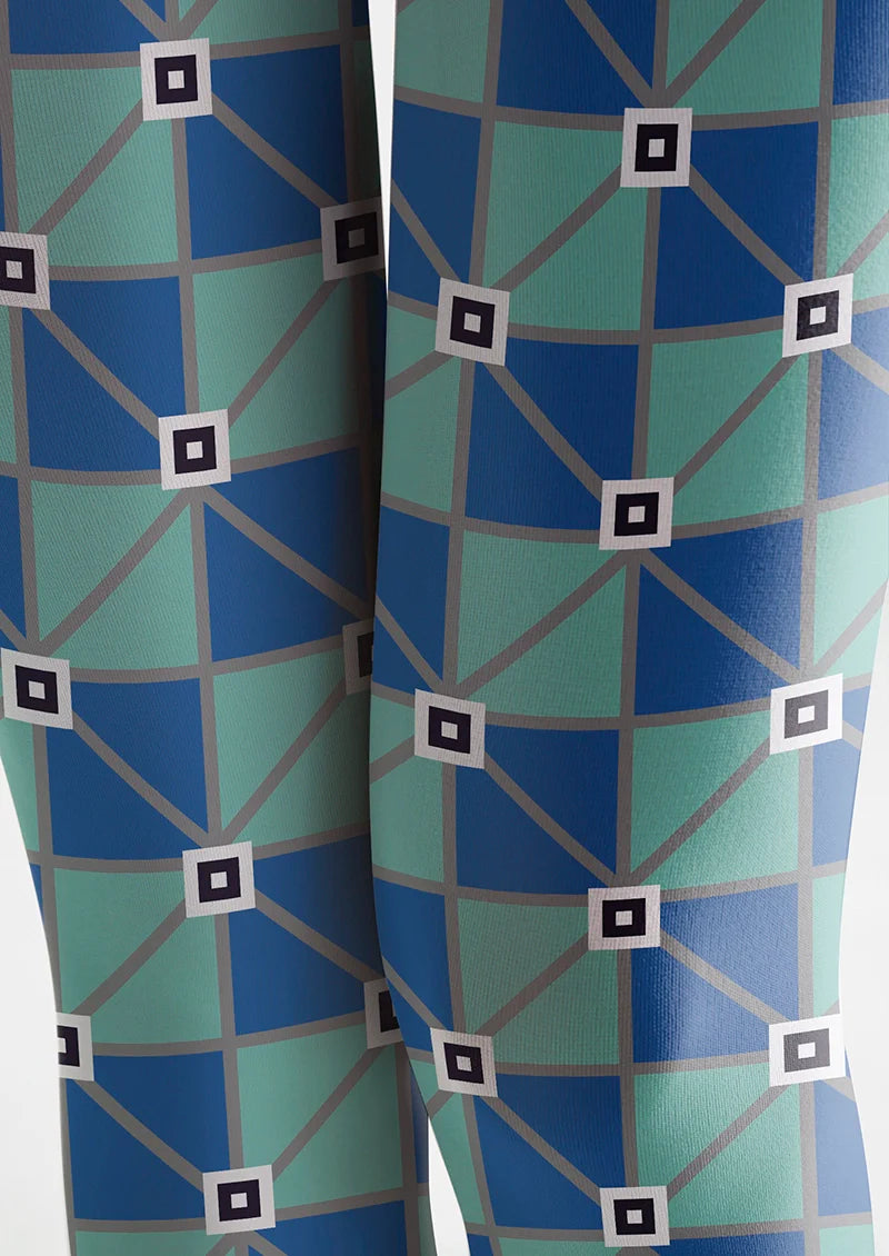 Purple-Mint Green checkered Tights Hosiery Pantyhose