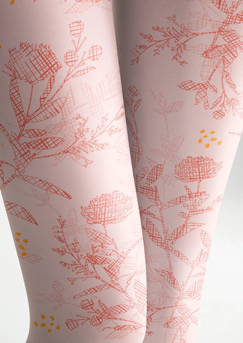 Pink Flowers Tights Hosiery Pantyhose