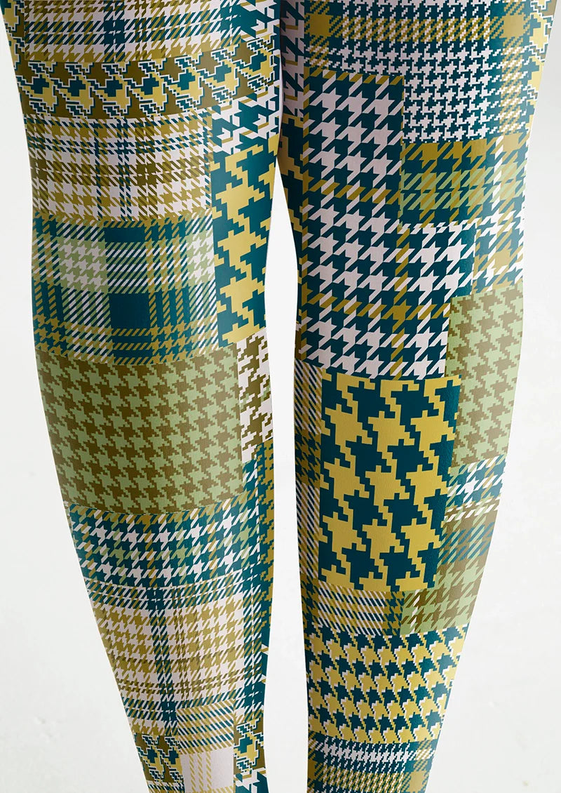 Patchwork houndstooth Tights Hosiery Pantyhose