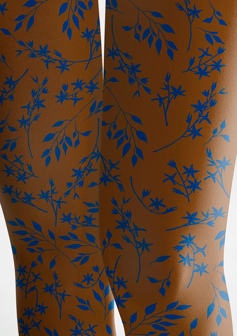 Brown-blue Dainty florals Tights Hosiery Pantyhose