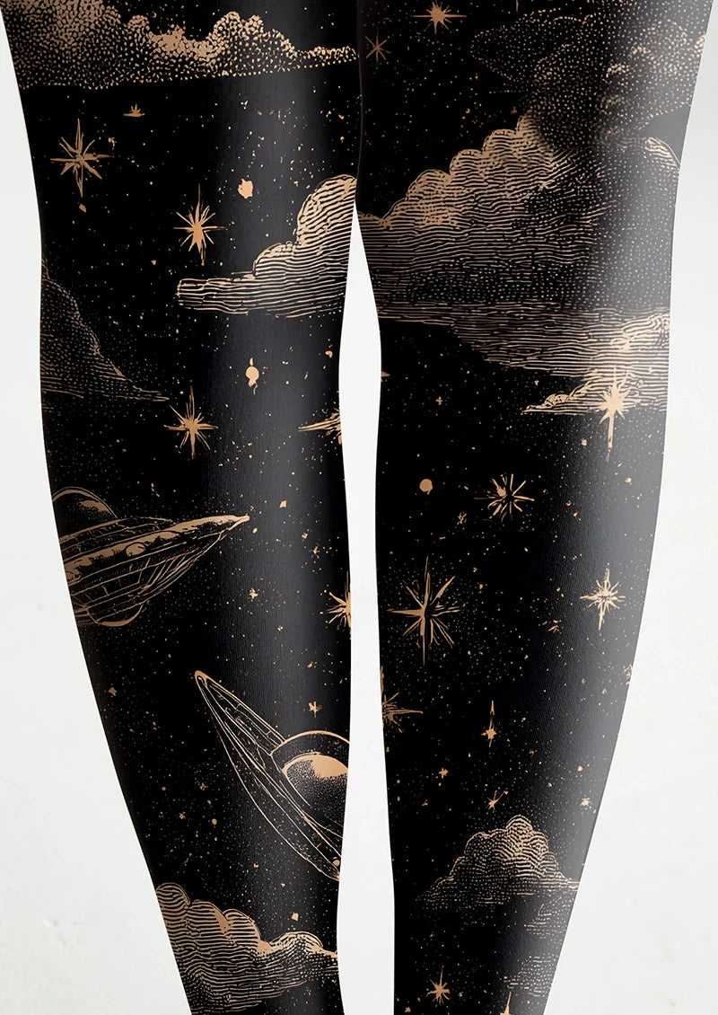 Flying Saucer Night Tights Hosiery Pantyhose