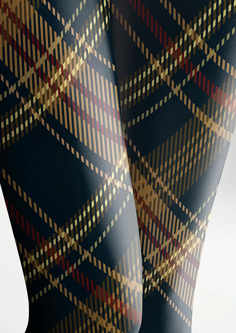 Blue-brown Check Plaid Tights Hosiery Pantyhose