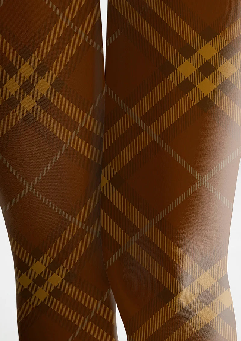 Van Dyke Brown Maillard Check Tights Hosiery Pantyhose