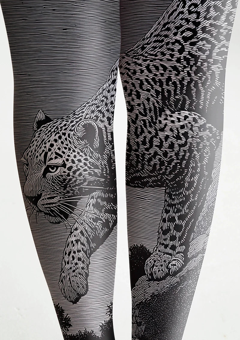 Leopard Line engraving Tights Hosiery Pantyhose