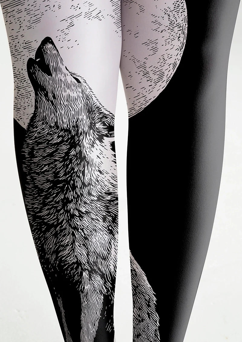 Wolf Line engraving Tights Hosiery Pantyhose