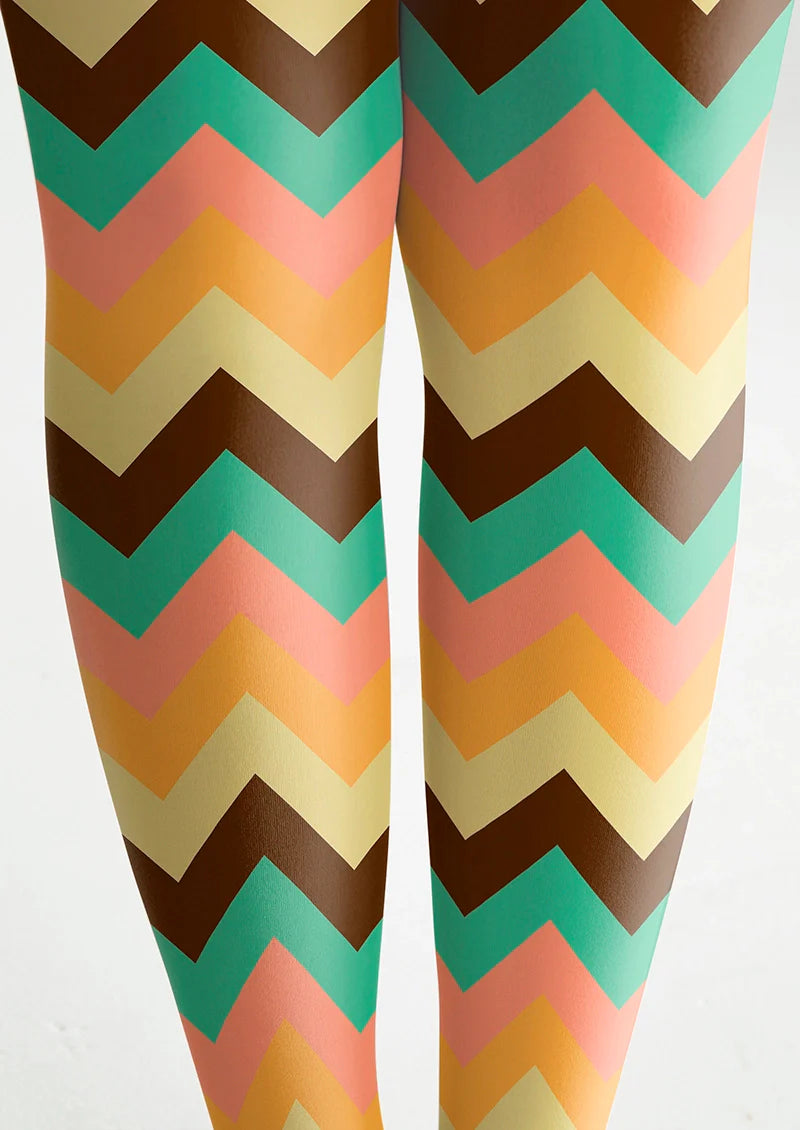 Colorful Jagged Stripes Tights Hosiery Pantyhose