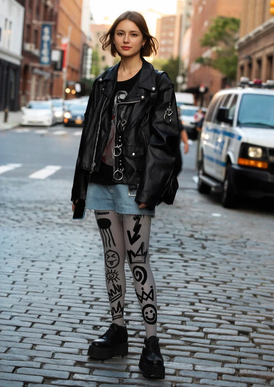 Graffiti Glyph Tights Hosiery Pantyhose