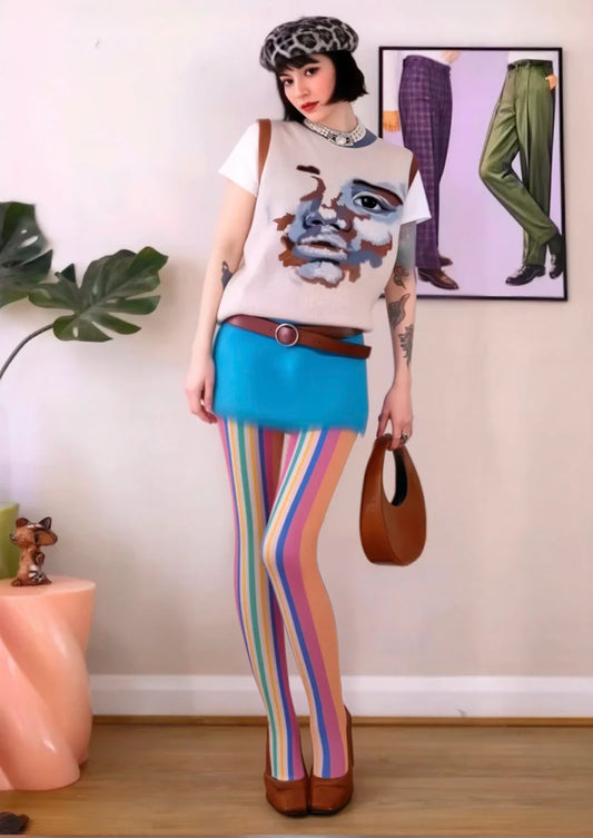 Neon Stripes Tights Hosiery Pantyhose