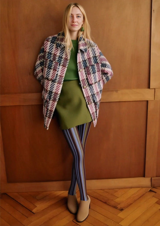 Purple & green stripes Tights Hosiery Pantyhose