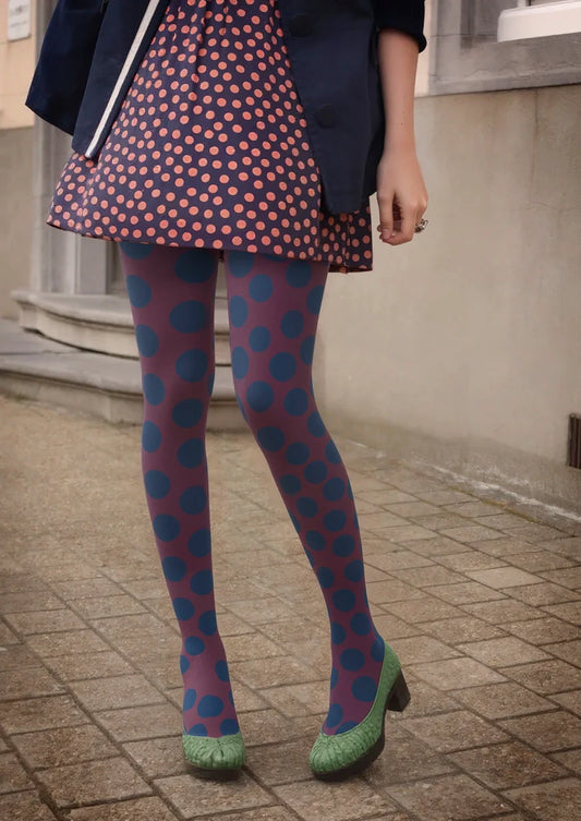 purplish red-blue Morandi polka dots Memory Tights Hosiery Pantyhose