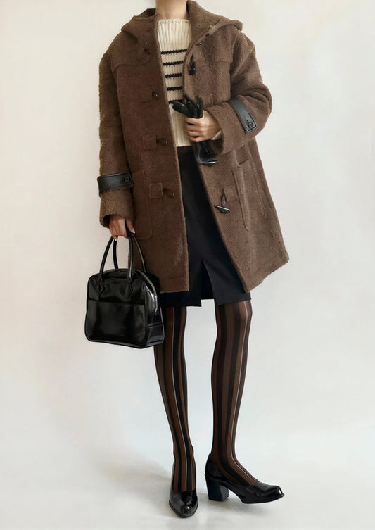 Dark Brown Vintage Stripes Tights Hosiery Pantyhose