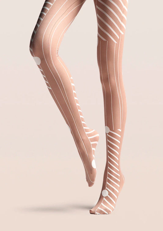 Wood Colored Stripes Tights Hosiery Pantyhose