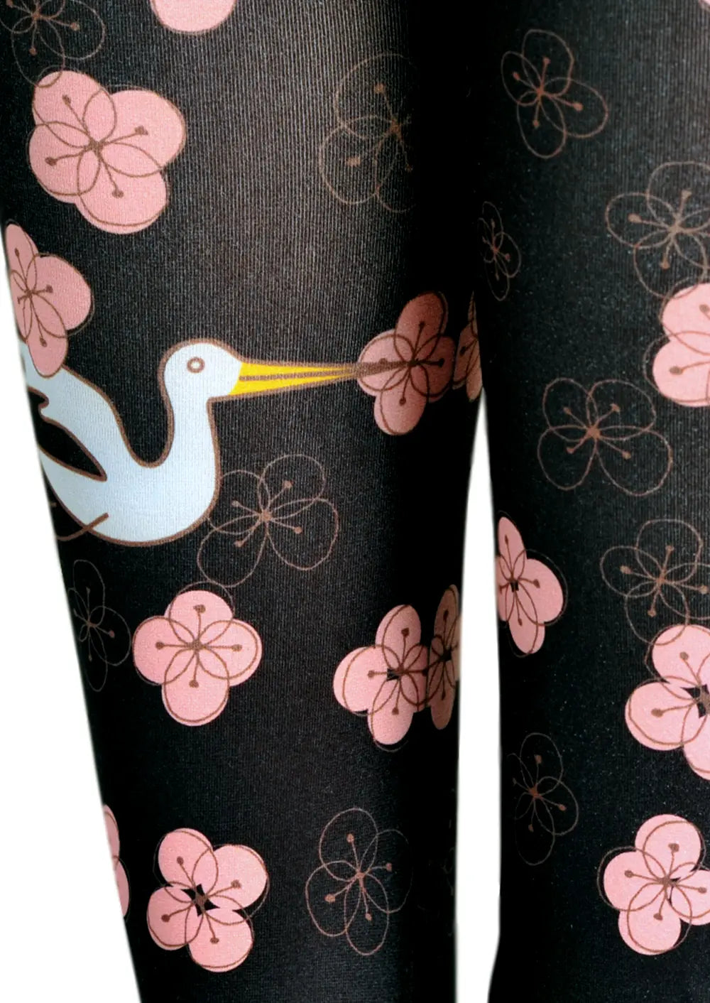 Cherry Blossoms Print Tights Hosiery Pantyhose