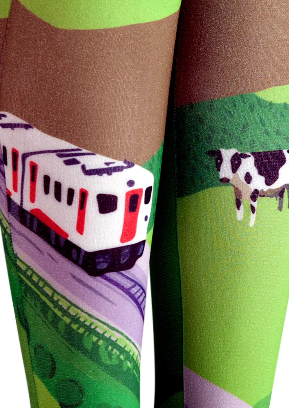 Field Train Print Tights Hosiery Pantyhose