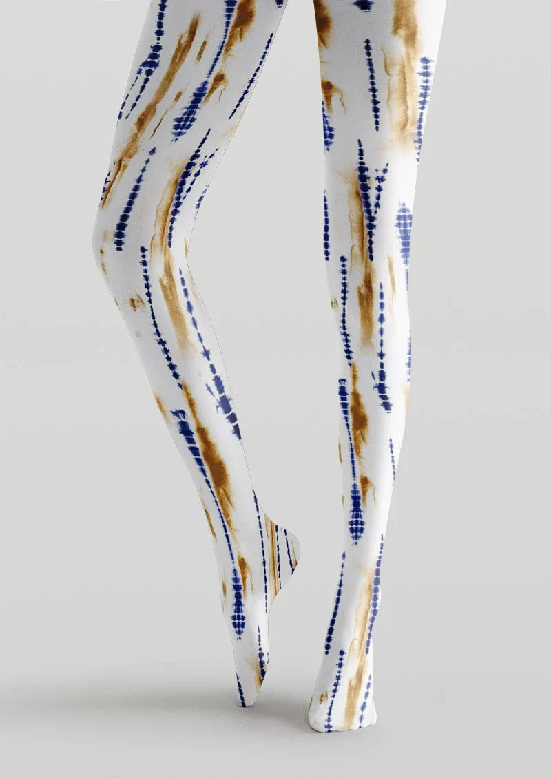 Blue Tie-Dye Linear Tights Hosiery Pantyhose