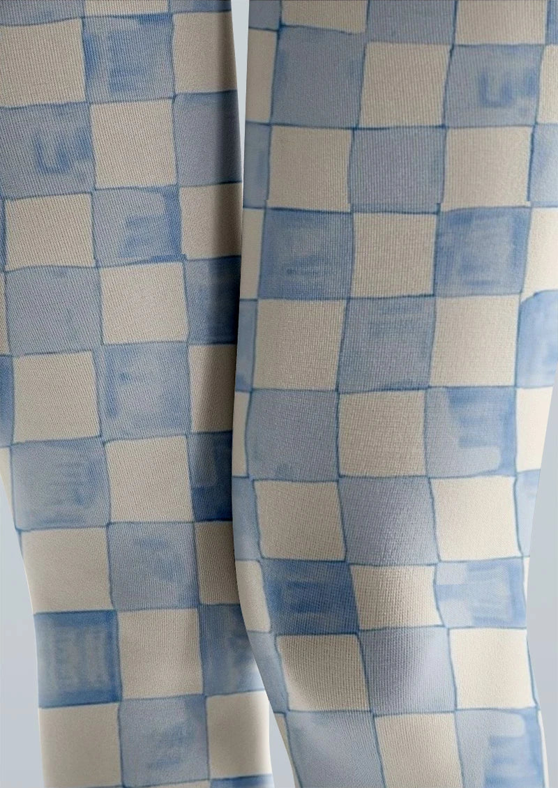 Checker Cat Tights Hosiery Pantyhose