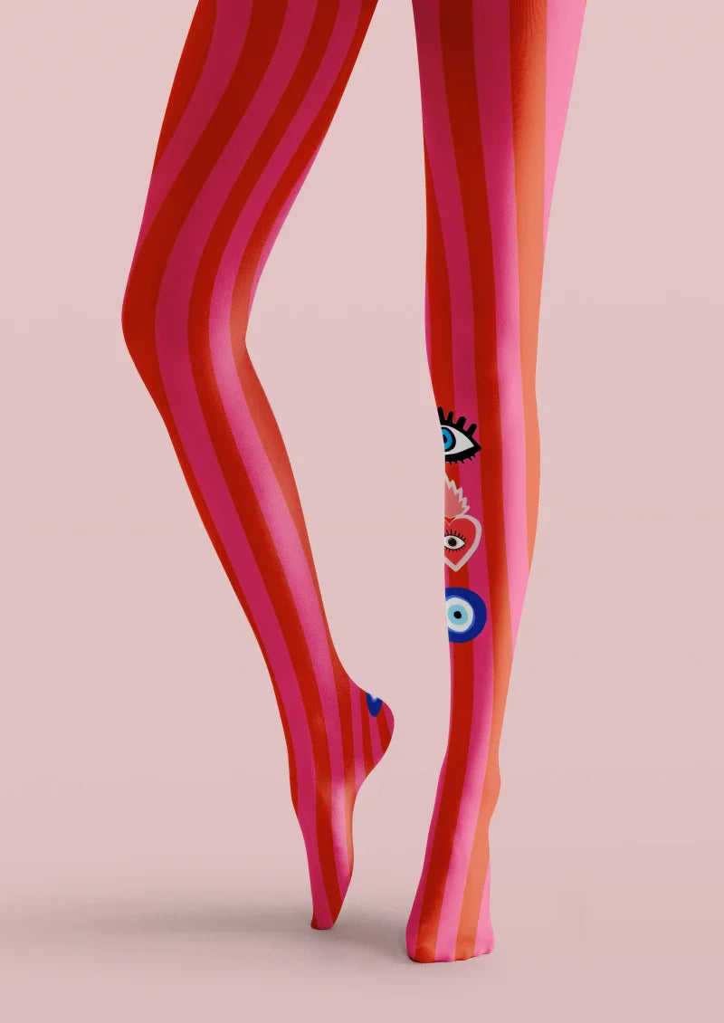 Red Evil Eye Totem Tights Hosiery Pantyhose