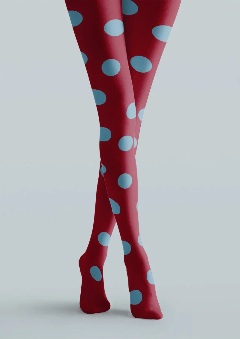 Red & Blue Polka Dot Tights Hosiery Pantyhose