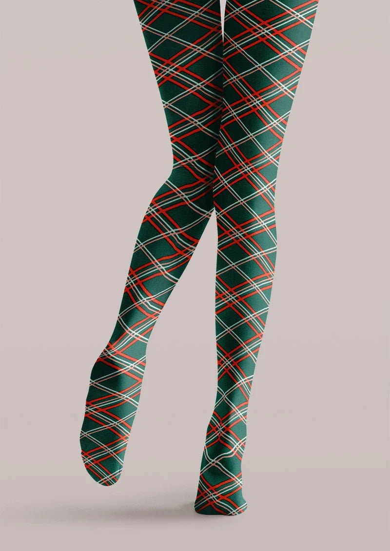 Christmas Plaid Red Green Tights Hosiery Pantyhose