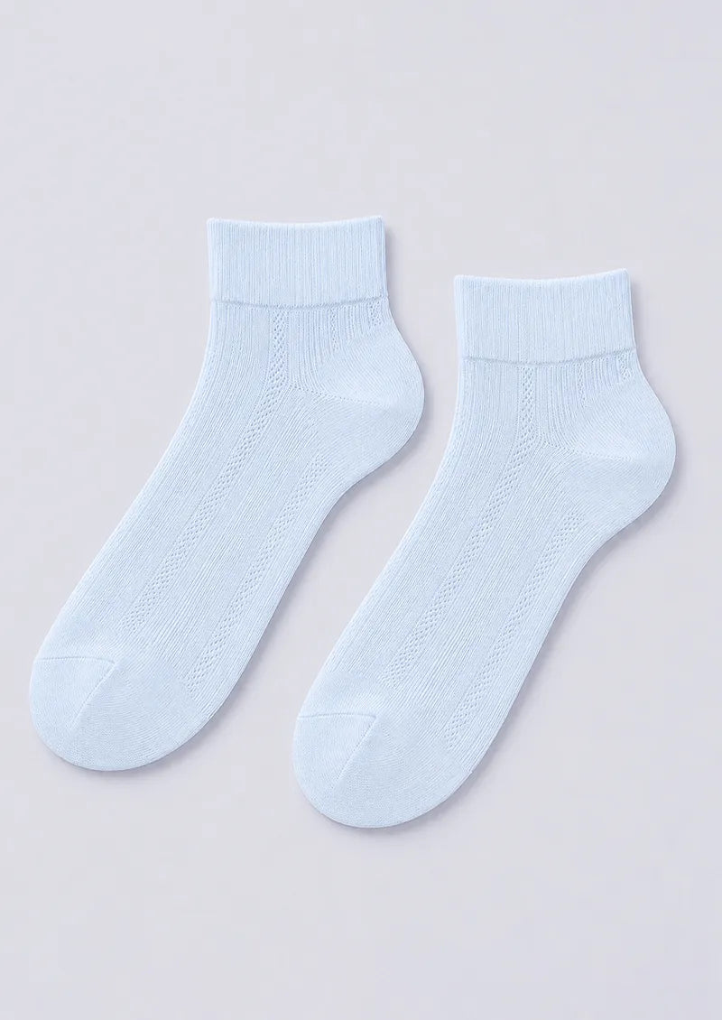 Hazy Blue Ribbed Crew Socks