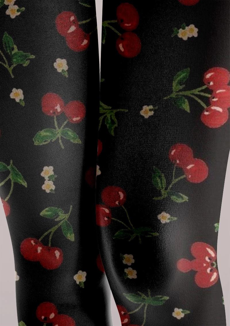 Black Red Rose Tights Hosiery Pantyhose