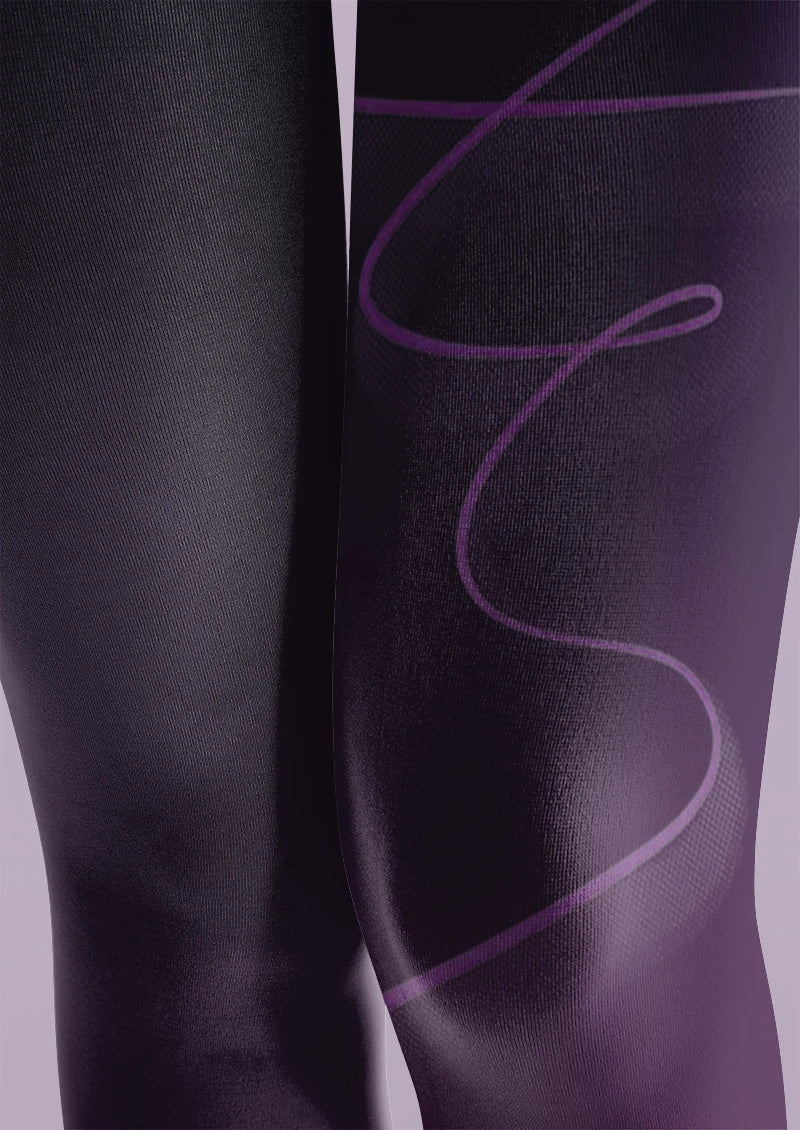 Violet Curve Graphic Tights Hosiery Pantyhose
