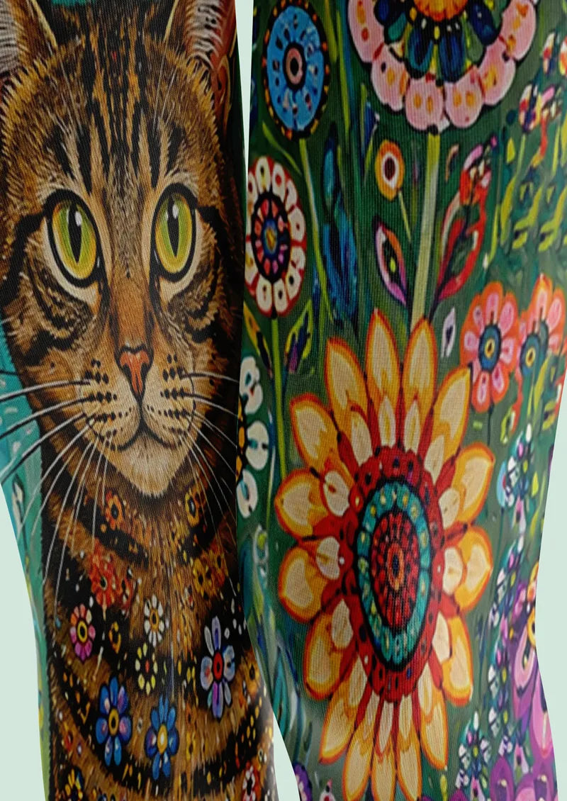 Orange Cat and Floral Tights