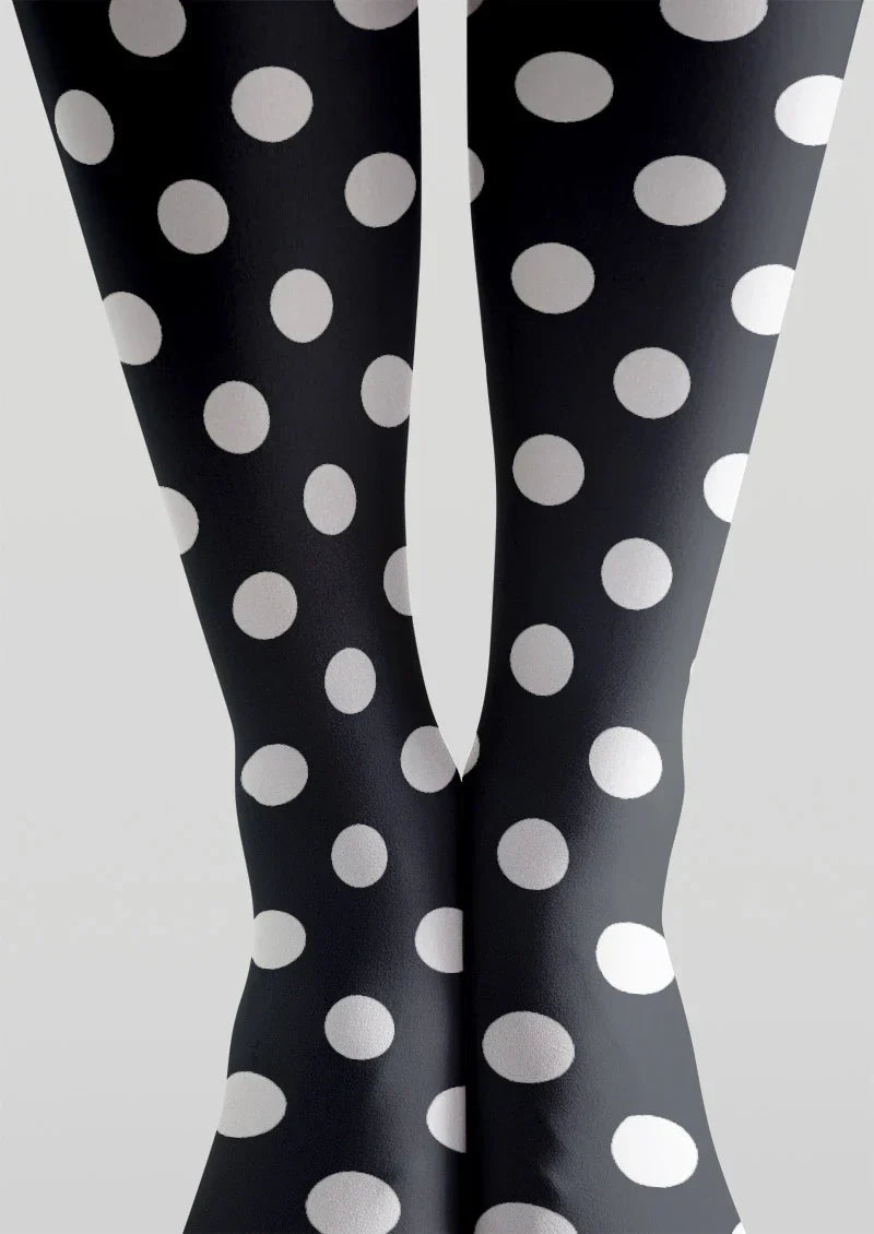 Black & White Polka Dot Tights Hosiery Pantyhose