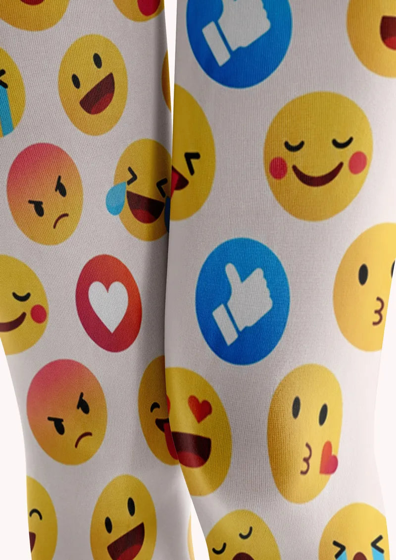 White Yellow Emoji Tights